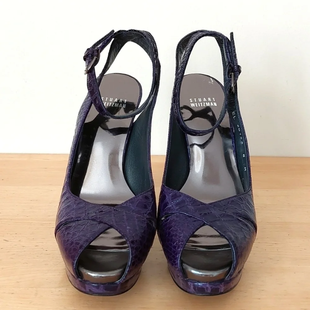 Stuart Weitzman Purple Patent Leather High Heeled Sandals - Picture 2 of 14